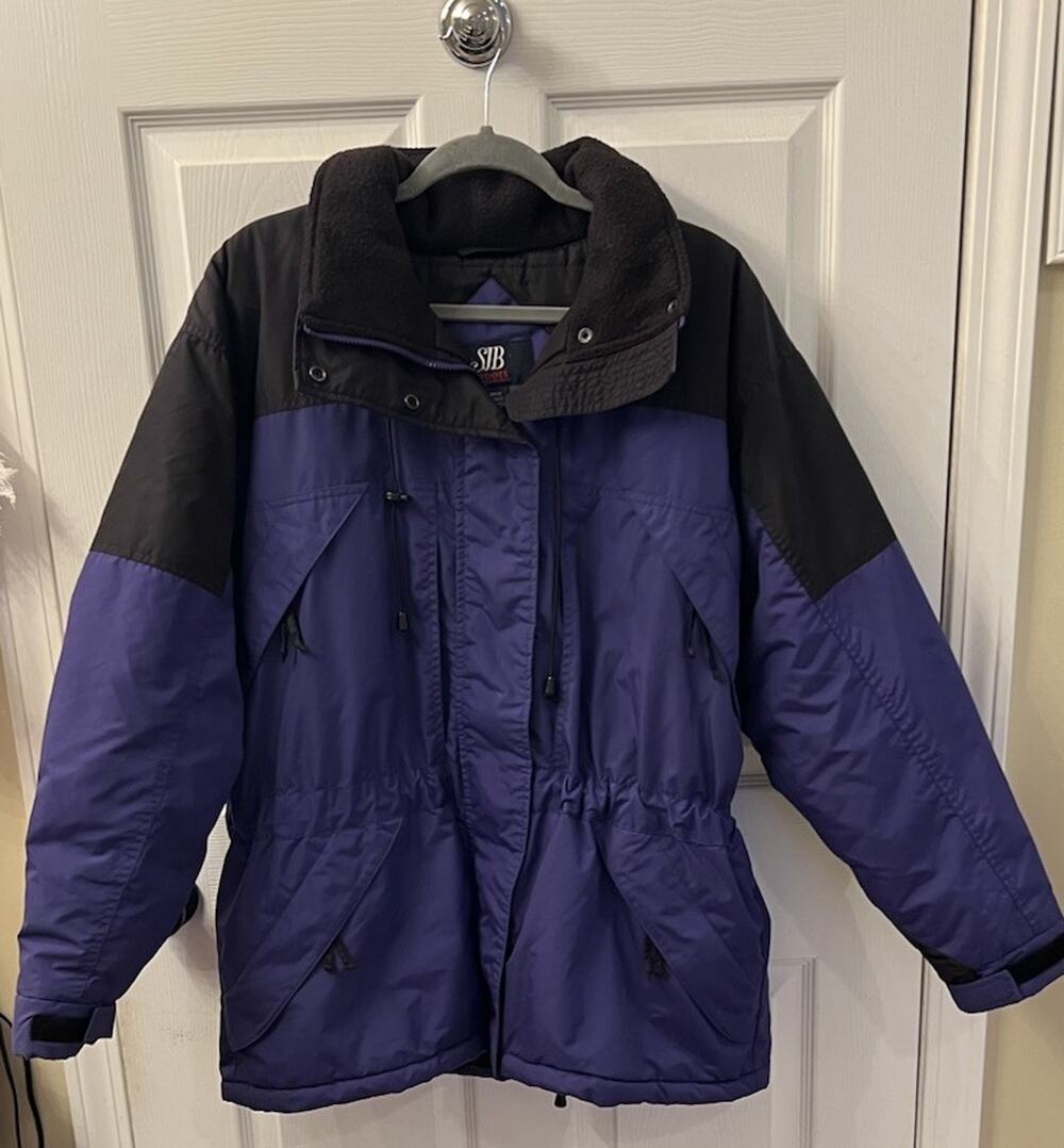 Vintage 90s SIB Sport Colorblock Ski Jacket Parka Purple Black Retro L